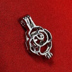 Silver Tone Rose‎ Essential Oil Diffuser Pendant